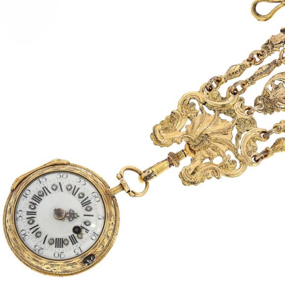 French ladies watch with diamonds and chatelaine Circa 1750 French ladies watch with diamonds and chatelaine Circa 1750