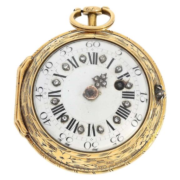 French ladies watch with diamonds and chatelaine Circa 1750