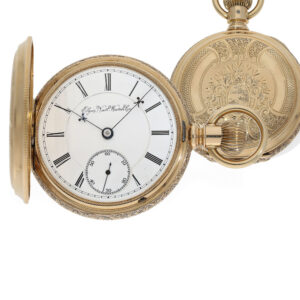 Heavy American 14 Carat gold Art nouveau full hunter cased watch Circa 1890