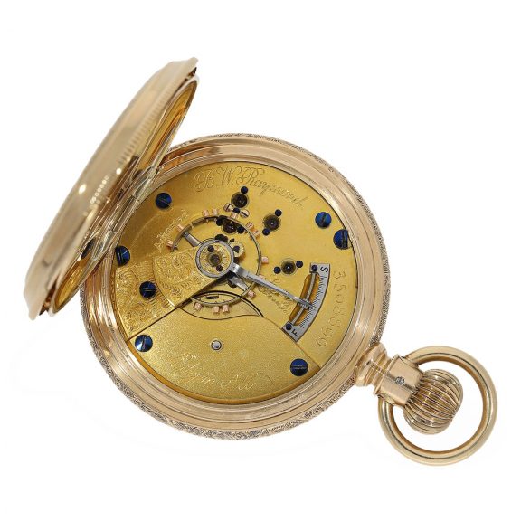 Heavy American 14 Carat gold Art nouveau full hunter cased watch Circa 1890 Heavy American 14 Carat gold Art nouveau full hunter cased watch Circa 1890