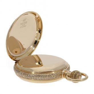 Heavy American 14 Carat gold Art nouveau full hunter cased watch Circa 1890
