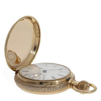 Heavy American 14 Carat gold Art nouveau full hunter cased watch Circa 1890