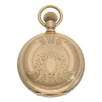 Heavy American 14 Carat gold Art nouveau full hunter cased watch Circa 1890