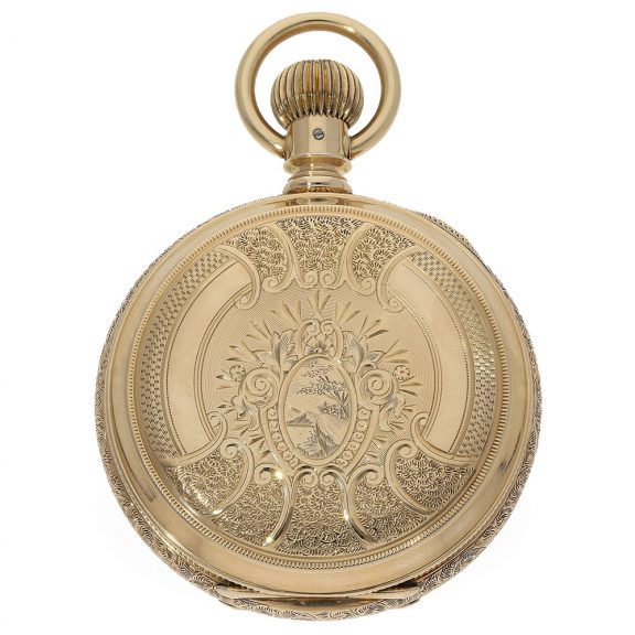 Heavy American 14 Carat gold Art nouveau full hunter cased watch Circa 1890 Heavy American 14 Carat gold Art nouveau full hunter cased watch Circa 1890