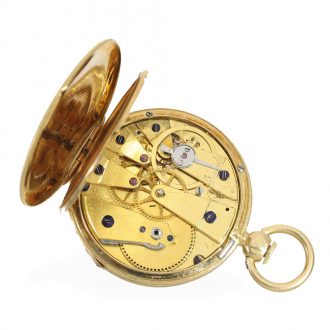 French 18 carat gold miniature Lépine watch in original box Circa 1830 French 18 carat gold miniature Lépine watch in original box Circa 1830