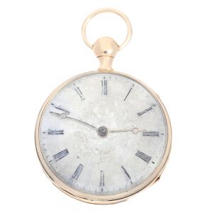 French 18K pink gold open faced repeating verge Circa 1820