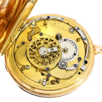 French 18K pink gold open faced repeating verge Circa 1820