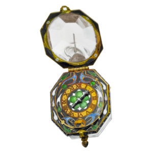 French octagonal gold, enamel and rock crystal watch Circa 1625