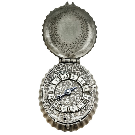 Rare Swiss silver scallop form pendant watch Circa 1650