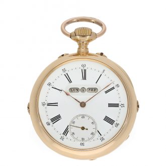 Swiss 18 carat gold anker chronometer with linear calendar Circa 1890