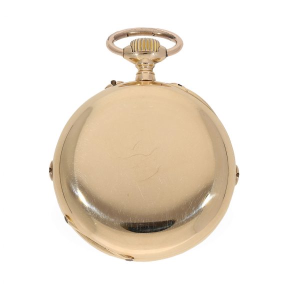 Swiss 18 carat gold anker chronometer with linear calendar Circa 1890 Swiss 18 carat gold anker chronometer with linear calendar Circa 1890