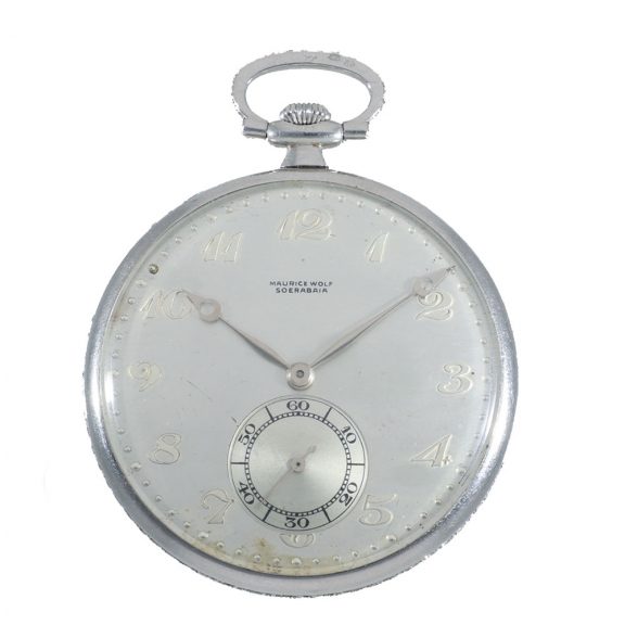 Swiss platinum lépine pocket watch set with diamonds Circa 1915