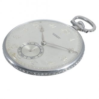 Swiss platinum lépine pocket watch set with diamonds Circa 1915
