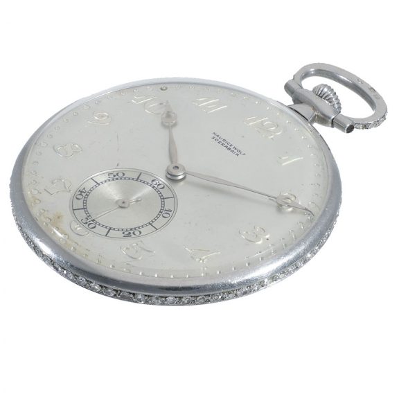 Swiss platinum lépine pocket watch set with diamonds Circa 1915 Swiss platinum lépine pocket watch set with diamonds Circa 1915