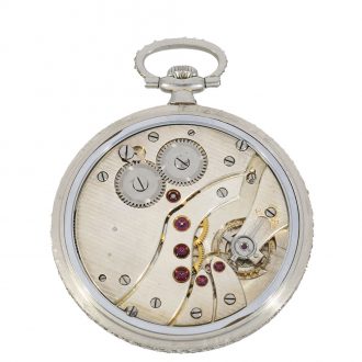 Swiss platinum lépine pocket watch set with diamonds Circa 1915