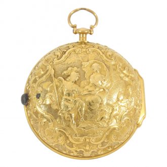 English repoussé pair case verge watch with chatelaine Circa 1749