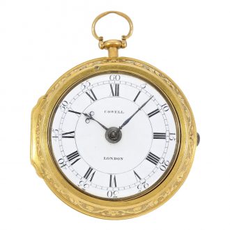 English repoussé pair case verge watch with chatelaine Circa 1749