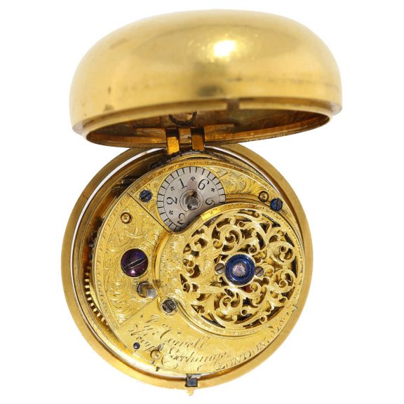 English repoussé pair case verge watch with chatelaine Circa 1749 English repoussé pair case verge watch with chatelaine Circa 1749