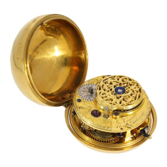 English repoussé pair case verge watch with chatelaine Circa 1749 English repoussé pair case verge watch with chatelaine Circa 1749