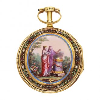 French 18 Carat gold and enamel verge watch Circa 1780