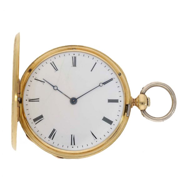 Swiss 18 carat gold very rare and ultra flat full hunter watch Circa 1850