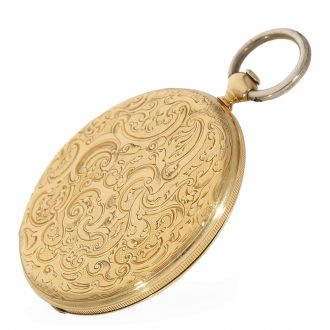 Swiss 18 carat gold very rare and ultra flat full hunter watch Circa 1850
