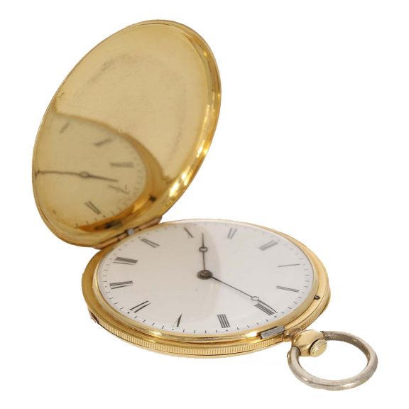 Swiss 18 carat gold very rare and ultra flat full hunter watch Circa 1850 Swiss 18 carat gold very rare and ultra flat full hunter watch Circa 1850