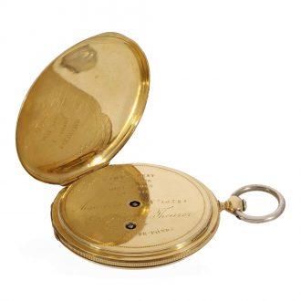 Swiss 18 carat gold very rare and ultra flat full hunter watch Circa 1850