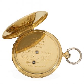 Swiss 18 carat gold very rare and ultra flat full hunter watch Circa 1850