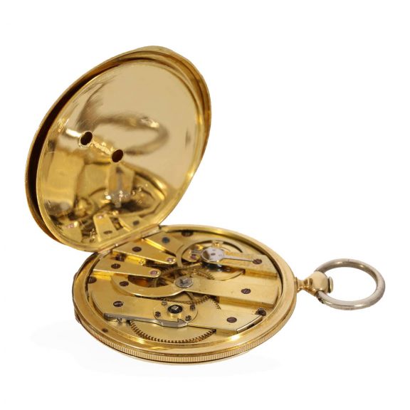 Swiss 18 carat gold very rare and ultra flat full hunter watch Circa 1850 Swiss 18 carat gold very rare and ultra flat full hunter watch Circa 1850
