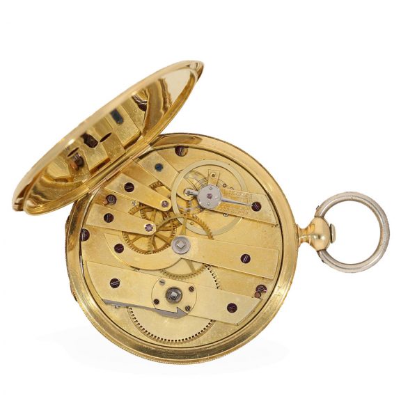 Swiss 18 carat gold very rare and ultra flat full hunter watch Circa 1850 Swiss 18 carat gold very rare and ultra flat full hunter watch Circa 1850