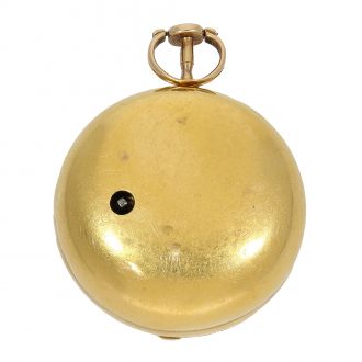Early 18 Carat gold English repoussé pair case verge watch Circa 1758