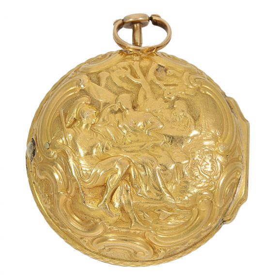 Early 18 Carat gold English repoussé pair case verge watch Circa 1758 Early 18 Carat gold English repoussé pair case verge watch Circa 1758