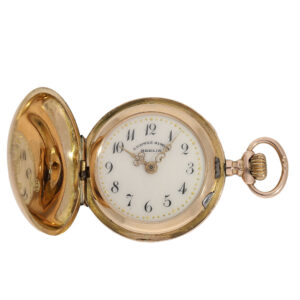 Small Swiss 14 Carat gold full hunting cased watch with cylinder movement Circa 1905