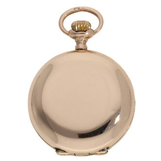 This watch has a plain 14 Carat red gold case
