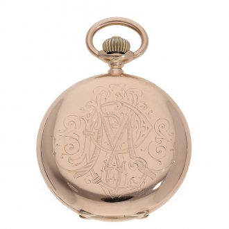 Swiss 14 Carat pink gold full hunter cased watch Circa 1905