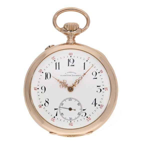 German 14 carat gold lever escapement precision pocket watch Circa 1900