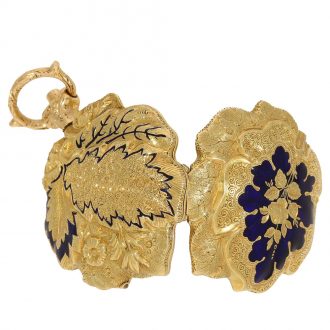 Swiss 18 carat gold vine leaf shaped pendant watch Circa 1870