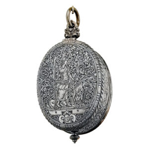 French silver oval single-handed pendant watch Circa 1590