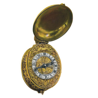 Rare French gilt-metal and silver oval pendant watch Circa 1605
