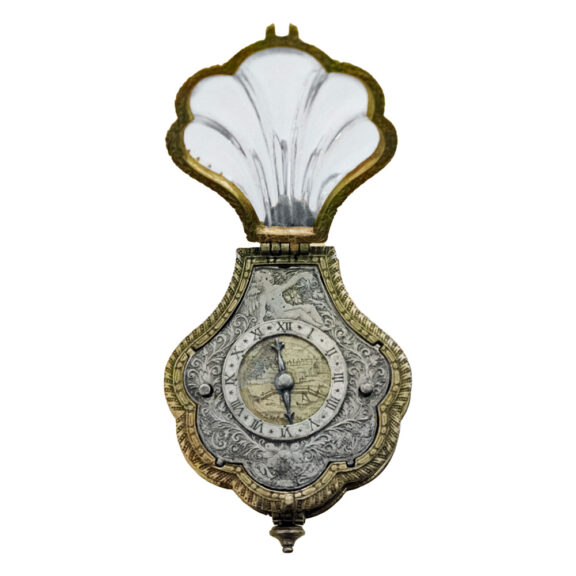 French silver and rock crystal shell-shaped verge Circa 1610