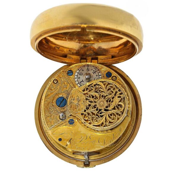 English rare gilt/enamel pair cased pocket watch Circa 1780 English rare gilt/enamel pair cased pocket watch Circa 1780