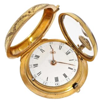 English rare gilt/enamel pair cased pocket watch Circa 1780