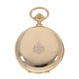 Swiss 18 carat gold full hunter cased watch with repeater Circa 1885
