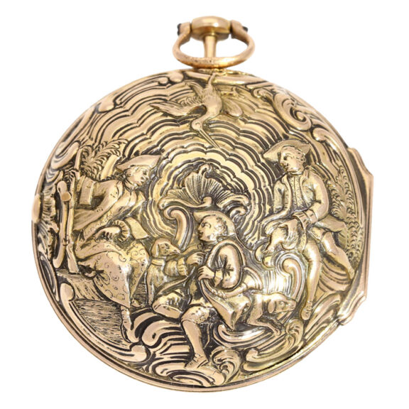 Early gold French repoussé paircase pocket watch Circa 1760 Early gold French repoussé paircase pocket watch Circa 1760