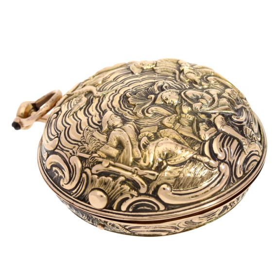 Early gold French repoussé paircase pocket watch Circa 1760 Early gold French repoussé paircase pocket watch Circa 1760