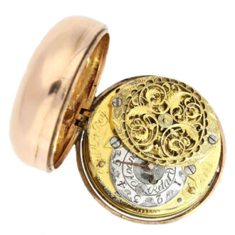Early gold French repoussé paircase pocket watch Circa 1760 Early gold French repoussé paircase pocket watch Circa 1760