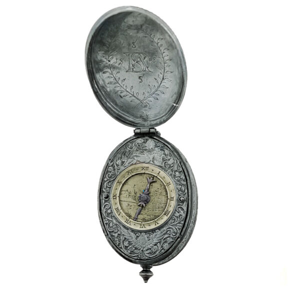 French metal single-handed oval pendant watch Circa 1600