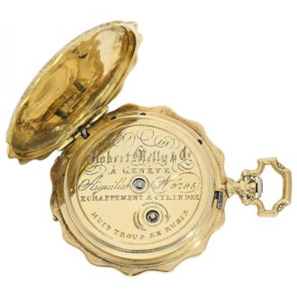 Swiss 18 K gold watch with excellent enamel painting Circa 1830