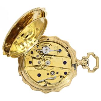 Swiss 18 K gold watch with excellent enamel painting Circa 1830
